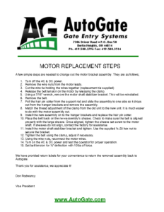 motor replacement & Oil instructions 2014