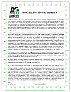 AutoGate Limited Warranty