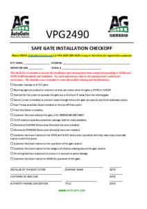 GATE INSTALLATION CHECKLIST June 2021